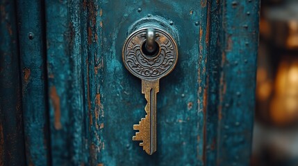 Fototapeta premium Silver keys unlock the doors of an old manor house