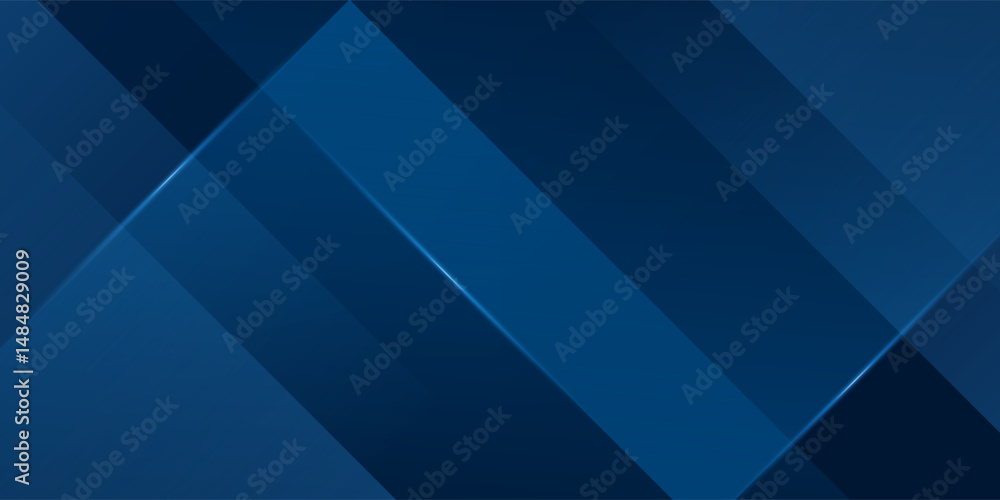 Wall mural abstract dark blue gradient background with geometric overlap design. blue background with shadow an