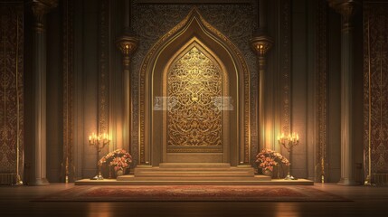 Intricately Designed Golden Archway Within Elegant Interior Setting