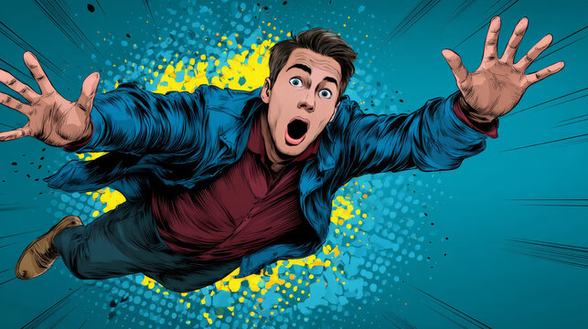 shocked man back, human reaction. Pop art retro vector illustration comic cartoon figure vintage kitsch