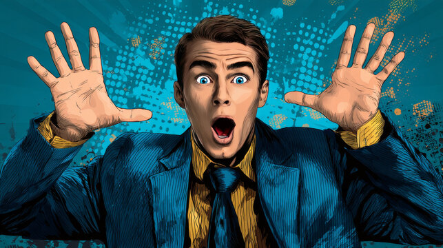 shocked man back, human reaction. Pop art retro vector illustration comic cartoon figure vintage kitsch