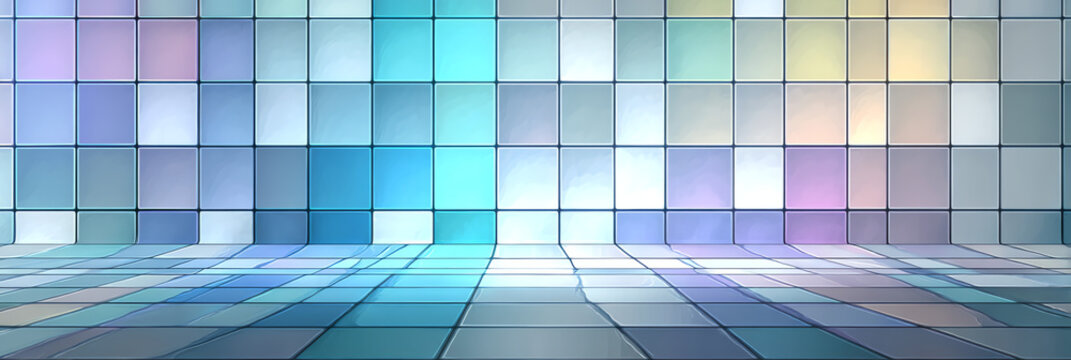 Modern, clean puzzle game board background with subtle grid and soft blue gradient. Slight metallic shine for a sleek, polished look. Perfect 800x800 px asset.