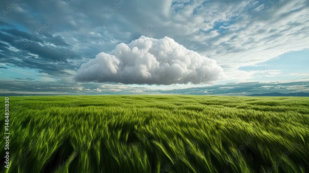 Poster natural cloud mesh creating soft shadows across an open field.