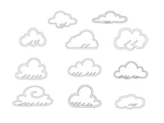 set of clouds.set of clouds icons. Vector illustration of clouds.set of colorful clouds.weather icon set. Set of weather icons.clouds computing concept. Cloud computing icon. clouds pattern background