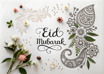 Vector art presents an Eid Mubarak greeting card with a silhouette of a mosque, a symbol of religion, under a star-lit sky, a modern design for festive greetings
