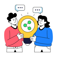 Conceptual flat design illustration of idea sharing