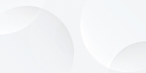 White geometric abstract background overlap layer on bright space with lines effect decoration. Modern graphic design element circles style concept for banner, modern vector arts