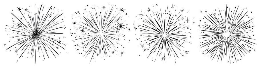 PNG Vintage black starburst design, element set on transparent background