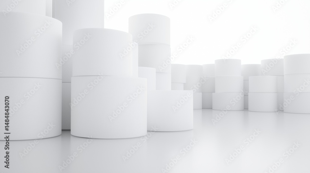 Aufkleber a 3d rendering of a white cylindrical structure with a flat top and a slightly curved bottom.
