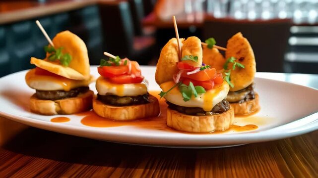 plate with tapas in spanish bar