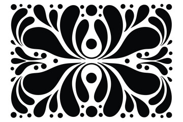 Elegant black and white illustration with a repeating flower motif