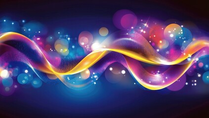 Fototapeta premium Vibrant, glowing wave with bokeh lights