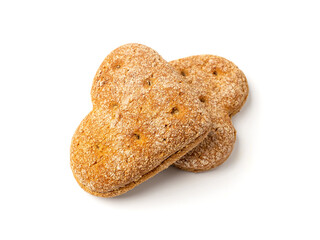Oatmeal Bun in the Shape of a Heart Isolated, Gluten Free Flat Finnish Bread Roll