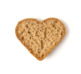 Oatmeal Bun in the Shape of a Heart Isolated, Gluten Free Flat Finnish Bread Roll