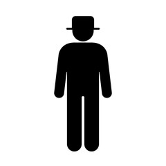 帽子を被った男性が立っているアイコン、透明背景