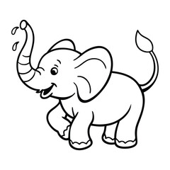 baby elephant outline design for coloring book page