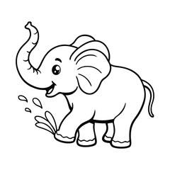 baby elephant outline design for coloring book page