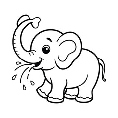 baby elephant outline design for coloring book page