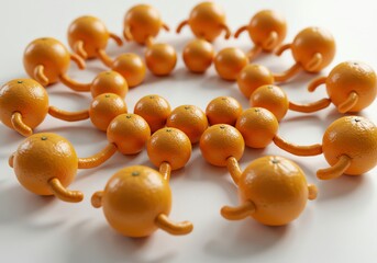 Oranges connected in circle pattern studio shot
