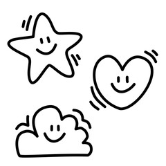 star,heart,cloud icon set