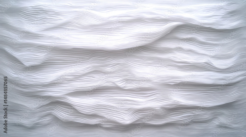 Poster a textured white surface with a wave-like pattern.