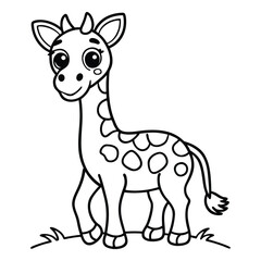 giraffe line art for coloring book page