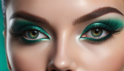 Fototapeta premium Stunning Woman with Glamorous Makeup and Perfectly Defined Eyes - Beauty Portrait