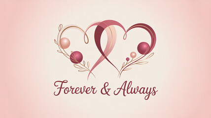 Abstract intertwined hearts with pink circles in an elegant design for Valentine s Day