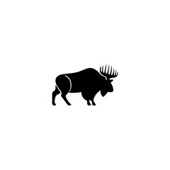 Obraz premium Elk moose bull mammal black silhouette animal. Vector Illustrator.