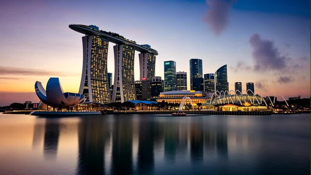architecture of singapore on night
