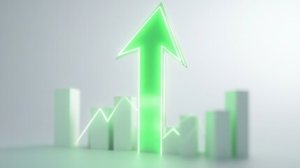 Charting growth A bright green arrow surging above market trends symbolizing success on a clean