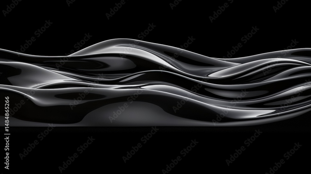 Aufkleber a black and white abstract image of a wave-like surface.