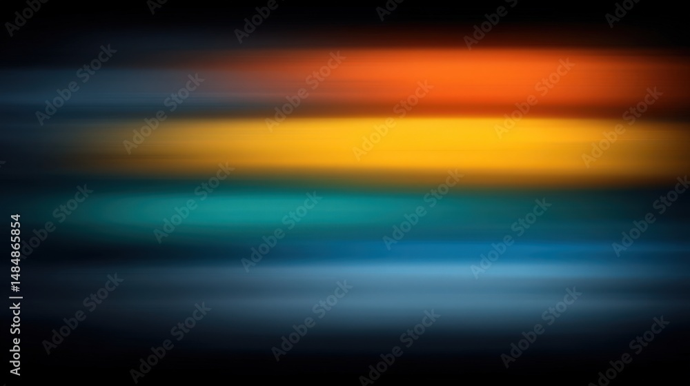 Poster abstract composition showcasing vibrant hues of orange yellow and teal illustrating a blending of co
