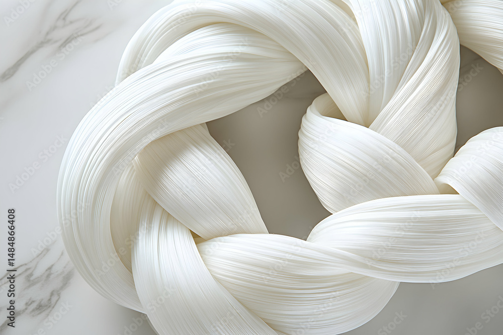 Poster abstract image of intertwined white fibers, creating a visually appealing texture and pattern. perfe