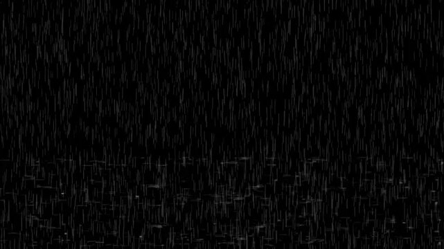 This high-quality video captures a realistic rainfall effect against a clean black background, making it an ideal asset for editors, filmmakers, and designers. 