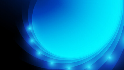 Abstract black and blue color background with bokeh light and curve lines pattern. Vector illustration.