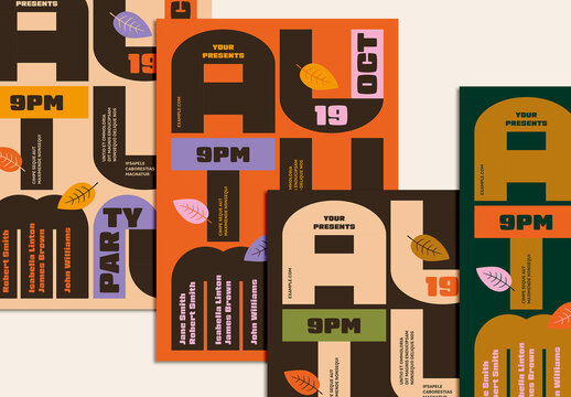 Bold Typographic Autumn Party Event Poster