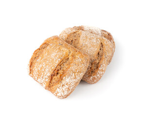 Brown rye bun, square gluten free bread, whole grain healthy breakfast bread