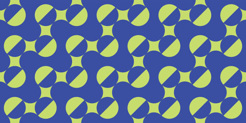 Fototapeta premium Circular and Circle Shapes and Designs Blue and Green Colors Geometric Pattern Abstract Pattern Seamless