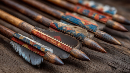 Obraz premium Traditional Archery Arrows from Naadam Festival – Eriin Gurvan Naadam Heritage Tools