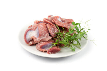 Poultry Offal Isolated, Raw Chicken Stomach, Poultry Giblets, Fresh Turkey Stomach, Chicken Gizzard