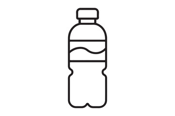 Simple line art illustration of a plastic water bottle.