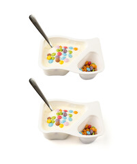 Yogurt cup isolated, yoghurt in plastic pot, milk pudding container, dairy food small package