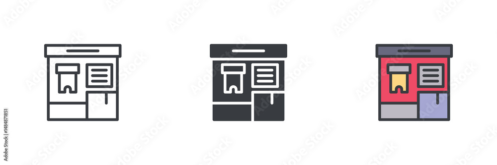 Poster Ticket vending machine different style icon set