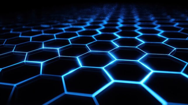 Glowing Hexagon Grid Futuristic Tech Background is a premium-quality stock image ideal for use in lifestyle blogs, health content, promotional campaigns, and editorial publications.