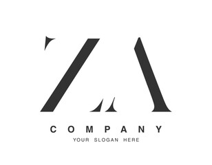 ZA logo design. Initial letter z and a serif font style. Creative classic company name typography. Trendy logotype or identity.