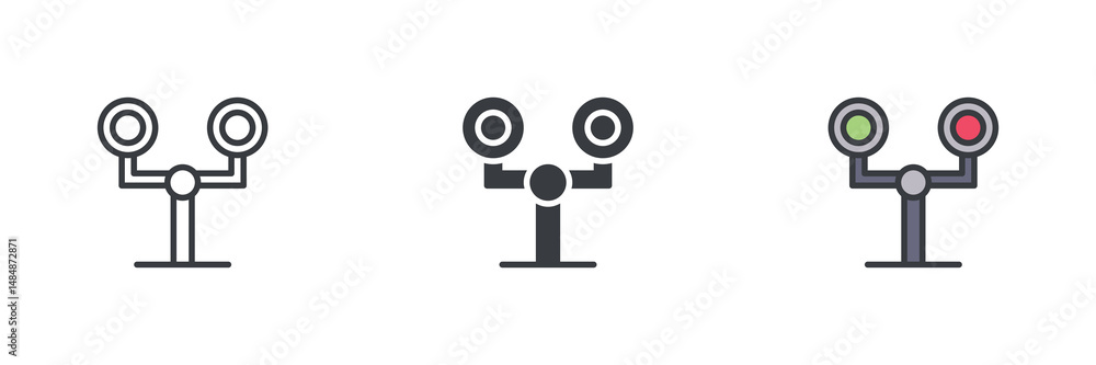 Poster railway signal different style icon set