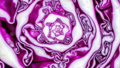 Obraz premium Captivating spiral pattern of purple cabbage close-up photography natural environment abstract viewpoint