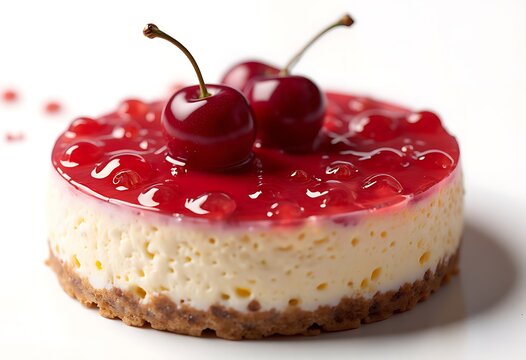 Delicious cherry cheesecake dessert sweet treat pastry - Powered by Adobe