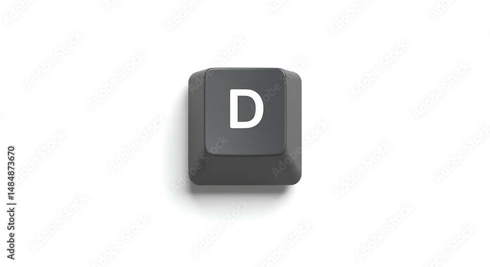 Poster isolated 'd' key from a computer keyboard on white background